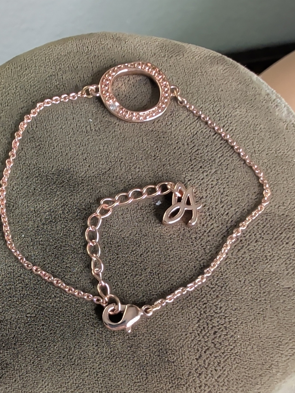 Adore By Swarovski Rose Gold Plated And Crystal Circle Bracelet Adjustable
